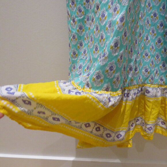 J. CREW V-Neck Criss-Cross Dress in Block Print Aqua Saffron Multi Boho Size S - Picture 9 of 15